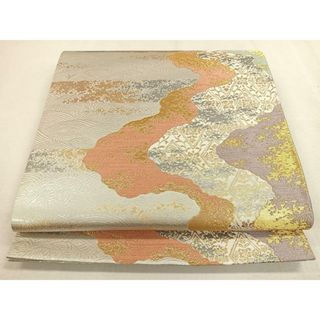 平和屋着物◎六通柄袋帯　流水吉祥花文　プラチナ箔　正絹　逸品　CAAO3488ua(帯)