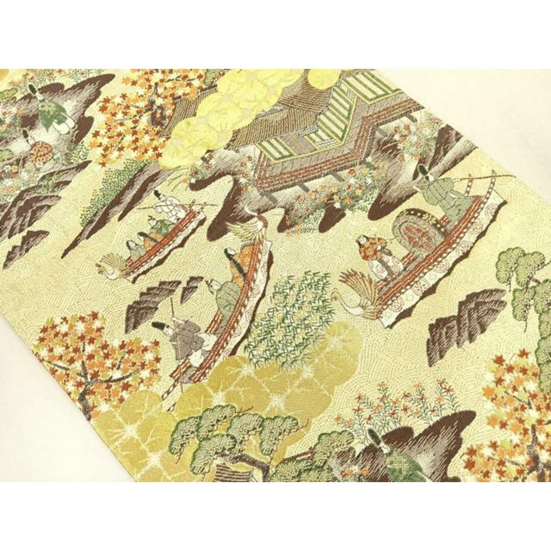 平和屋着物◎六通柄袋帯 平安人物風景文 金糸 正絹 逸品 平和屋着物◎六通柄袋帯 平安人物風景文 金糸 正絹 逸品