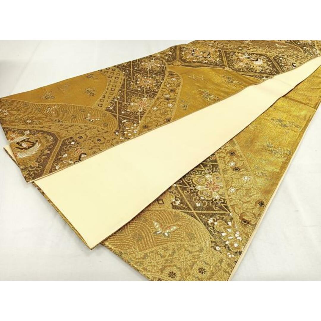平和屋着物◎六通柄袋帯 正倉院鳳凰草花文 金糸 正絹 逸品 平和屋着物◎六通柄袋帯 正倉院鳳凰草花文 金糸 正絹 逸品
