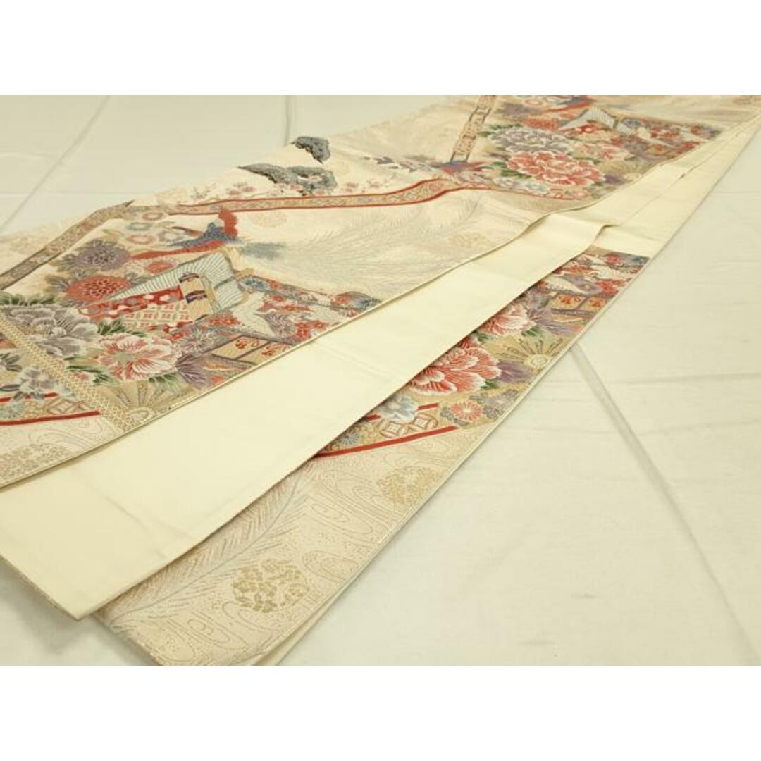 平和屋着物◎六通柄袋帯 唐織 御所車花鳥文 金銀糸 正絹 逸品 平和屋着物◎六通柄袋帯 唐織 御所車花鳥文 金銀糸 正絹 逸品