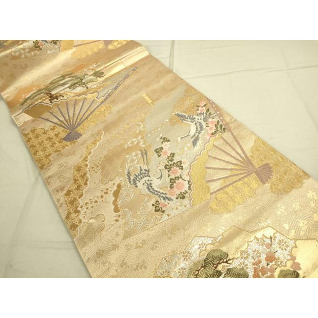 平和屋着物◎六通柄袋帯 扇面花映文 金銀糸 正絹 逸品 平和屋着物◎六通柄袋帯 扇面花映文 金銀糸 正絹 逸品