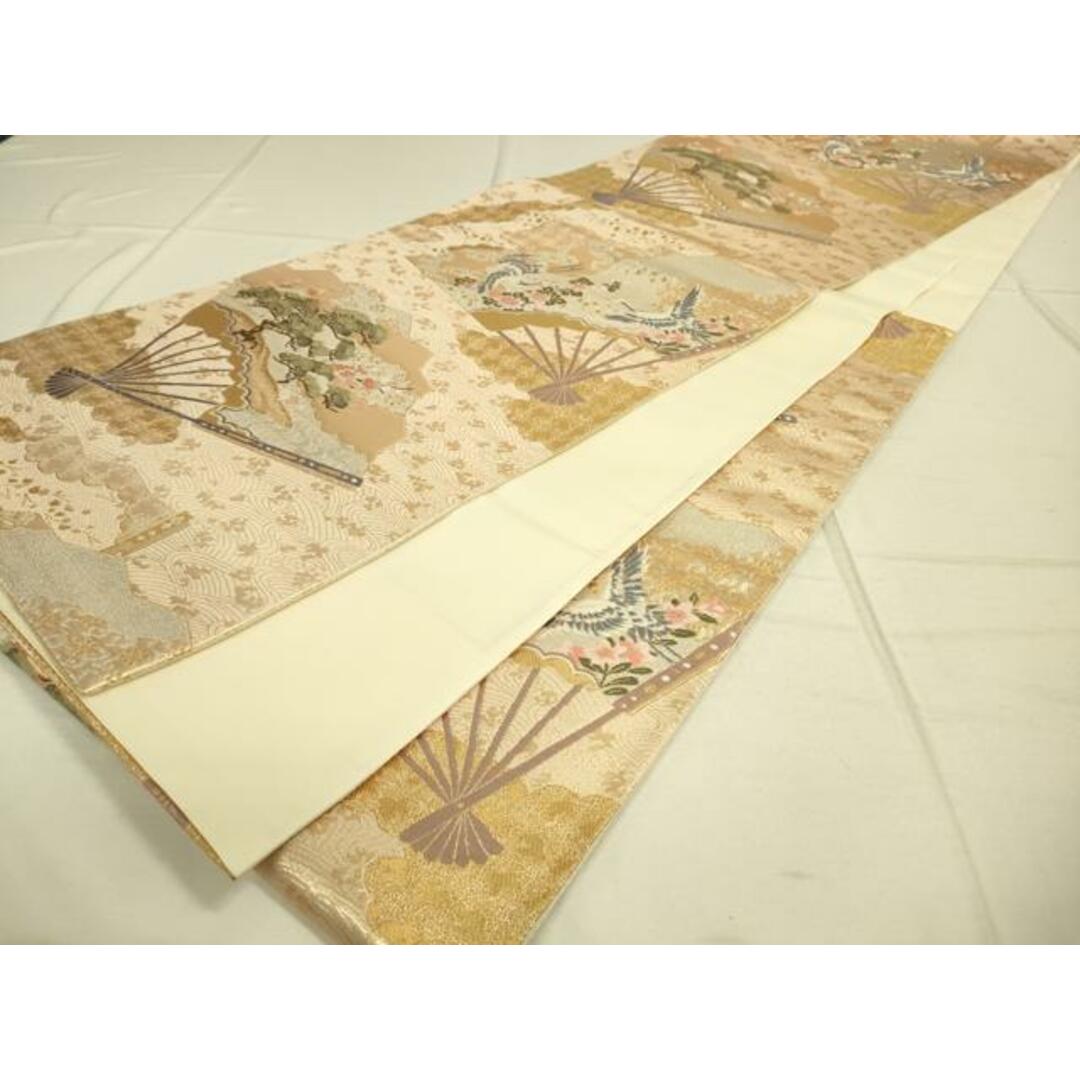 平和屋着物◎六通柄袋帯 扇面花映文 金銀糸 正絹 逸品 平和屋着物◎六通柄袋帯 扇面花映文 金銀糸 正絹 逸品
