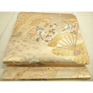 平和屋着物◎六通柄袋帯 扇面花映文 金銀糸 正絹 逸品 平和屋着物◎六通柄袋帯 扇面花映文 金銀糸 正絹 逸品