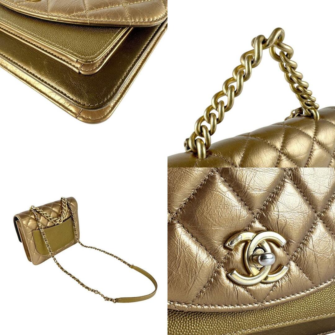 CHANEL - シャネル CHANEL ショルダーバッグ レザー ゴールド CHANEL - シャネル CHANEL ショルダーバッグ レザー ゴールド