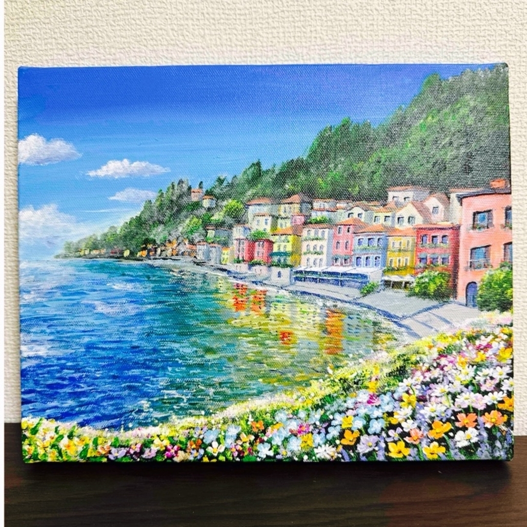 絵画 原画 風景画 肉筆 キャンバス F3 『海に映る島』の通販 by 絵画 原画 風景画 肉筆 キャンバス F3 『海に映る島』の通販 by