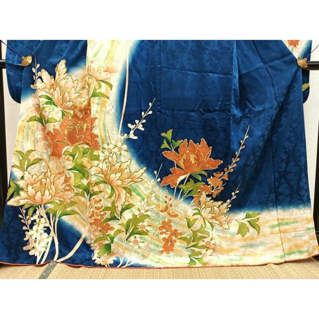 平和屋着物□豪華振袖 駒刺繍 流水草花文 暈し染め 金彩 正絹 平和屋着物□豪華振袖 駒刺繍 流水草花文 暈し染め 金彩 正絹