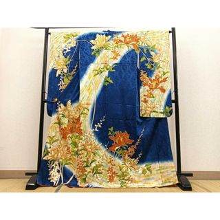 平和屋着物□豪華振袖 駒刺繍 流水草花文 暈し染め 金彩 正絹 平和屋着物□豪華振袖 駒刺繍 流水草花文 暈し染め 金彩 正絹