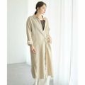 【ベージュ】2wayフレンチリネンロングシャツワンピース