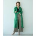 【グリーン】2wayフレンチリネンロングシャツワンピース