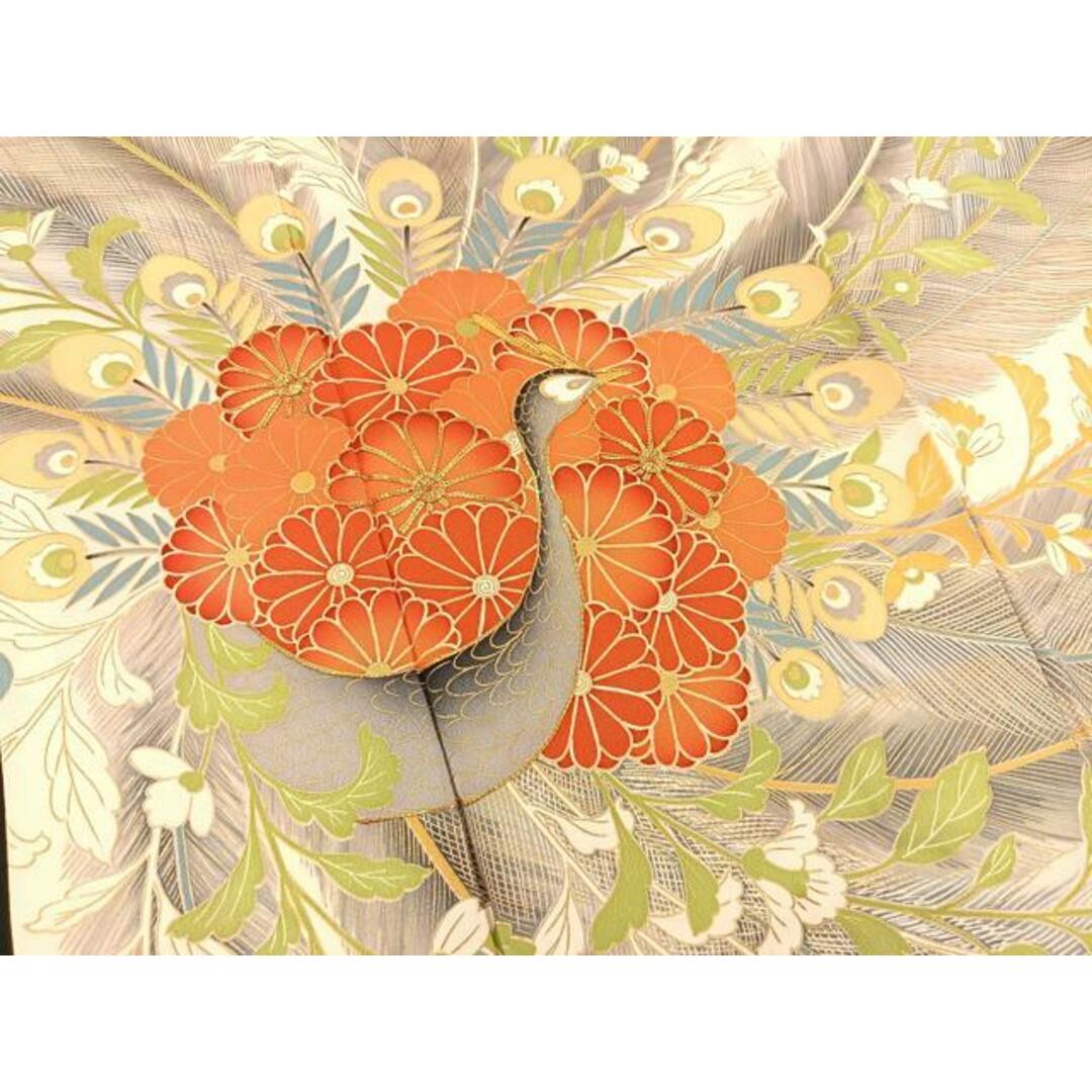 平和屋着物□豪華振袖 駒刺繍 孔雀更紗花文 金彩 正絹 逸品 平和屋着物□豪華振袖 駒刺繍 孔雀更紗花文 金彩 正絹 逸品