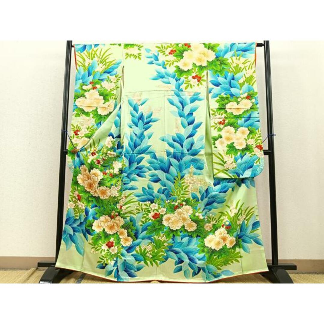 平和屋着物□豪華振袖 駒刺繍 桃の木 金彩 正絹 逸品 BAAQ0795ct 平和屋着物□豪華振袖 駒刺繍 桃の木 金彩 正絹 逸品 BAAQ0795ct