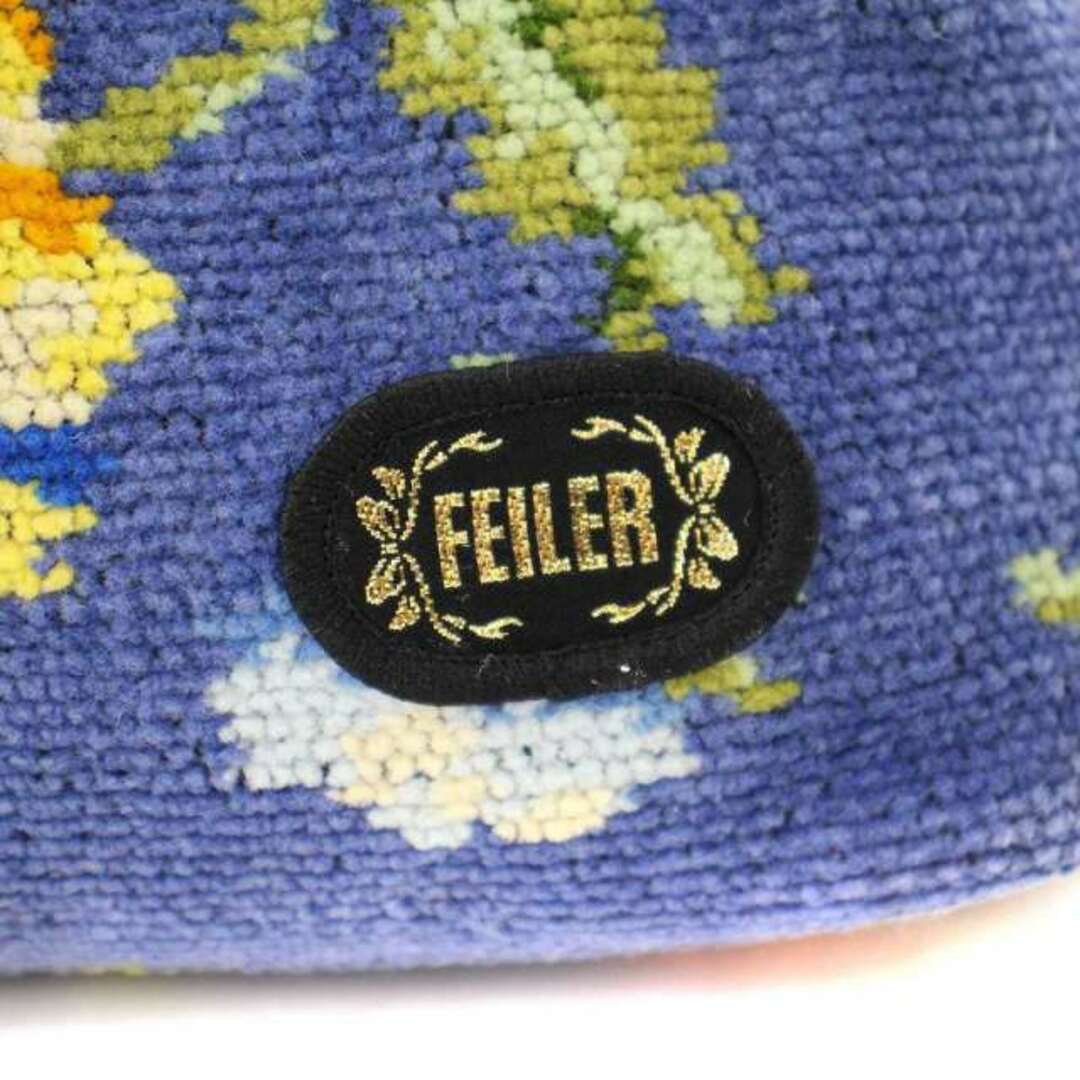 FEILER - フェイラー がま口 ハンドバッグ 花柄 コーデュロイ 青 FEILER - フェイラー がま口 ハンドバッグ 花柄 コーデュロイ 青