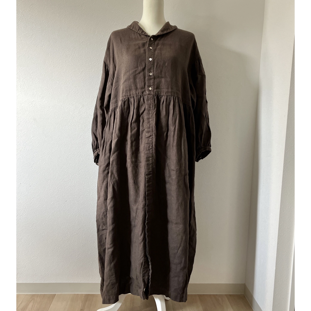 nest Robe - nest robe リネンギャザー ワンピース ダーク nest Robe - nest robe リネンギャザー ワンピース ダーク