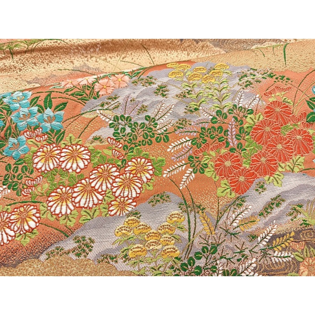 平和屋着物◎六通柄袋帯 唐織 秋草屏風 金糸 正絹 逸品 平和屋着物◎六通柄袋帯 唐織 秋草屏風 金糸 正絹 逸品