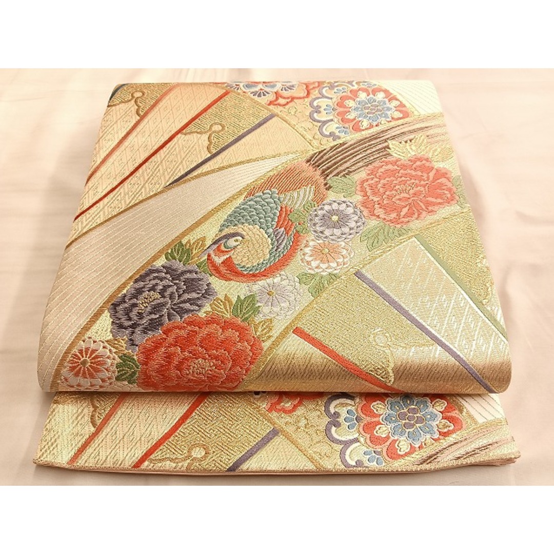 平和屋着物◎六通柄袋帯 唐織 華鳥花車文 九百錦 金糸 正絹 逸品 平和屋着物◎六通柄袋帯 唐織 華鳥花車文 九百錦 金糸 正絹 逸品