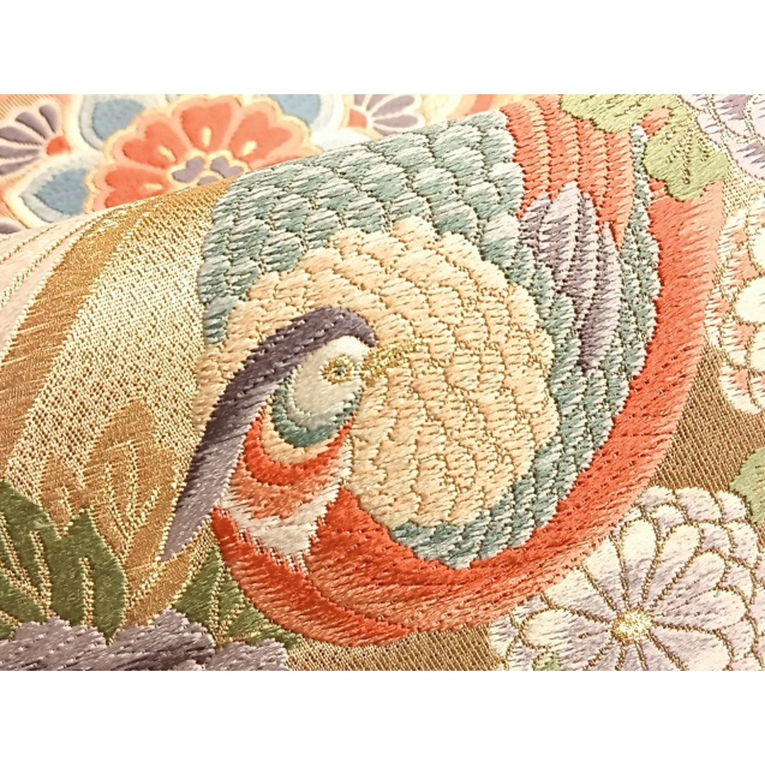 平和屋着物◎六通柄袋帯 唐織 華鳥花車文 九百錦 金糸 正絹 逸品 平和屋着物◎六通柄袋帯 唐織 華鳥花車文 九百錦 金糸 正絹 逸品