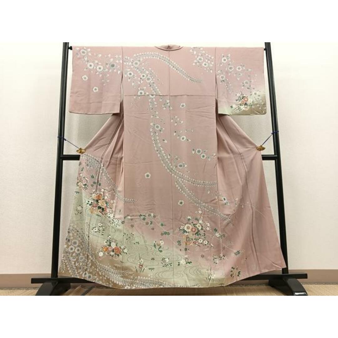 平和屋着物□訪問着 駒刺繍 流水花車文 暈し染め 金彩 正絹 逸品 平和屋着物□訪問着 駒刺繍 流水花車文 暈し染め 金彩 正絹 逸品