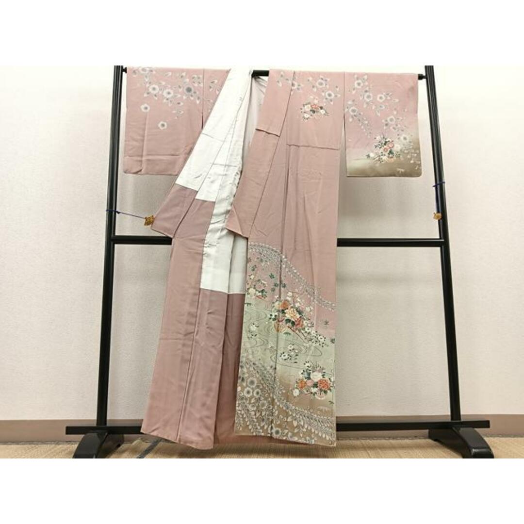平和屋着物□訪問着 駒刺繍 流水花車文 暈し染め 金彩 正絹 逸品 平和屋着物□訪問着 駒刺繍 流水花車文 暈し染め 金彩 正絹 逸品