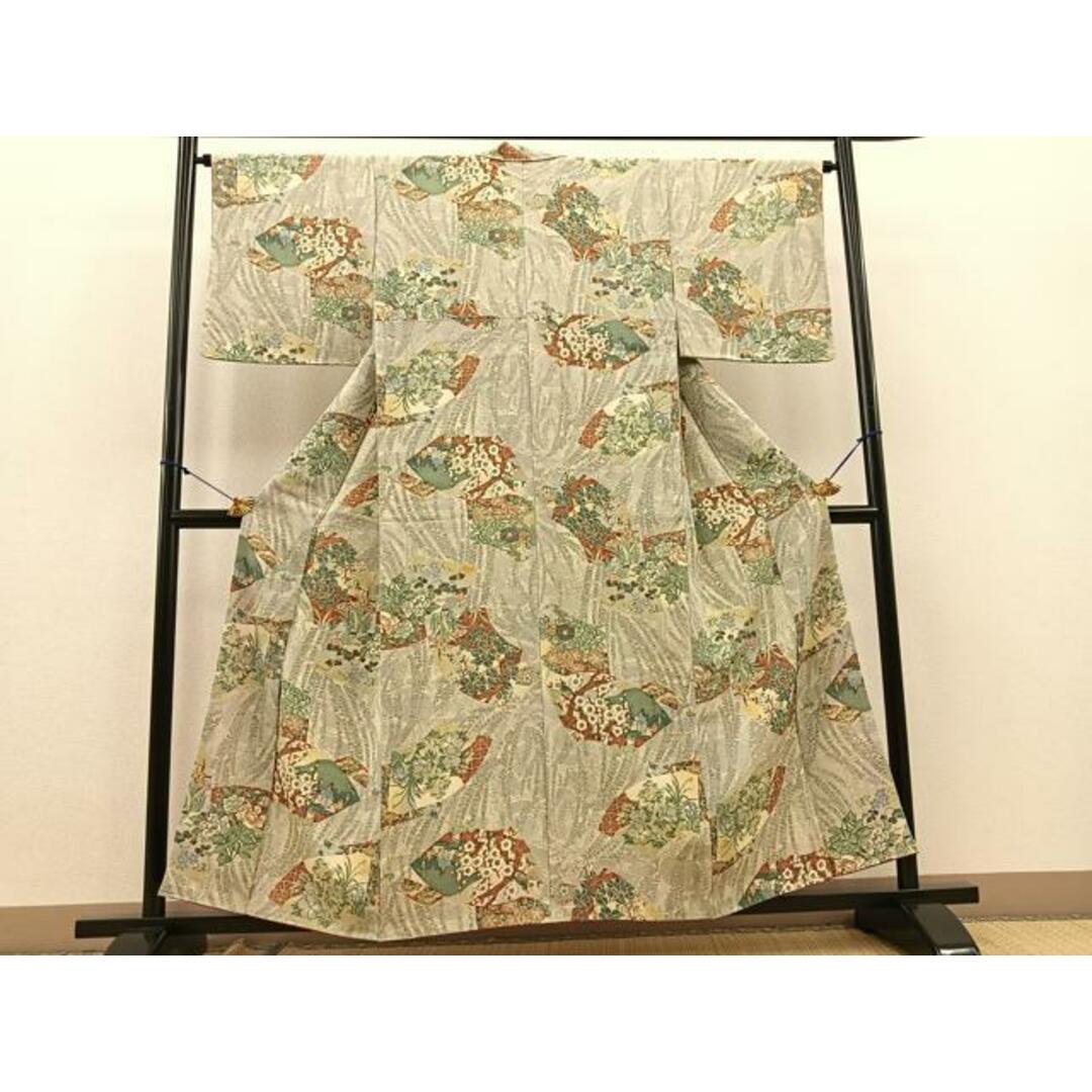 平和屋着物□上質な小紋 手描き 地紙人物風景文 鬼しぼ縮緬 正絹 平和屋着物□上質な小紋 手描き 地紙人物風景文 鬼しぼ縮緬 正絹