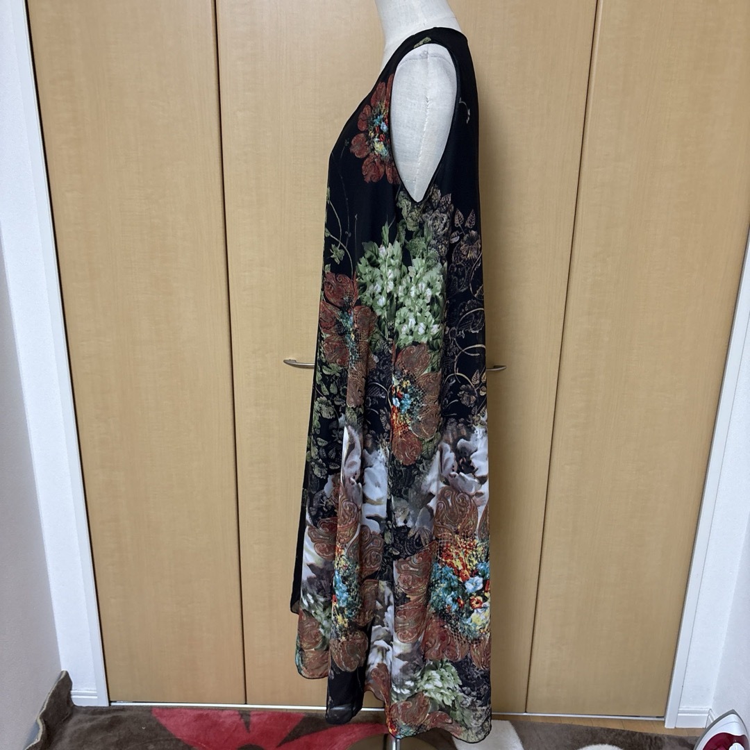LL 大きなフラワー シフォン ロングワンピの通販 by サイズ豊富 LL 大きなフラワー シフォン ロングワンピの通販 by サイズ豊富