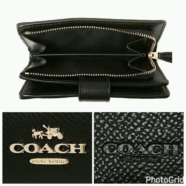 COACH(コーチ)の新品！COACH☆二つ折り財布 ブラック（黒） レディースのファッション小物(財布)の商品写真