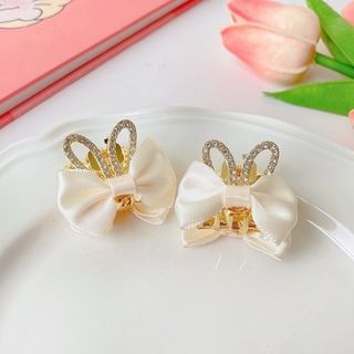 リボン うさぎ みみ上品 おしゃれ ホワイト ヘアクリップ リボン うさぎ みみ上品 おしゃれ ホワイト ヘアクリップ