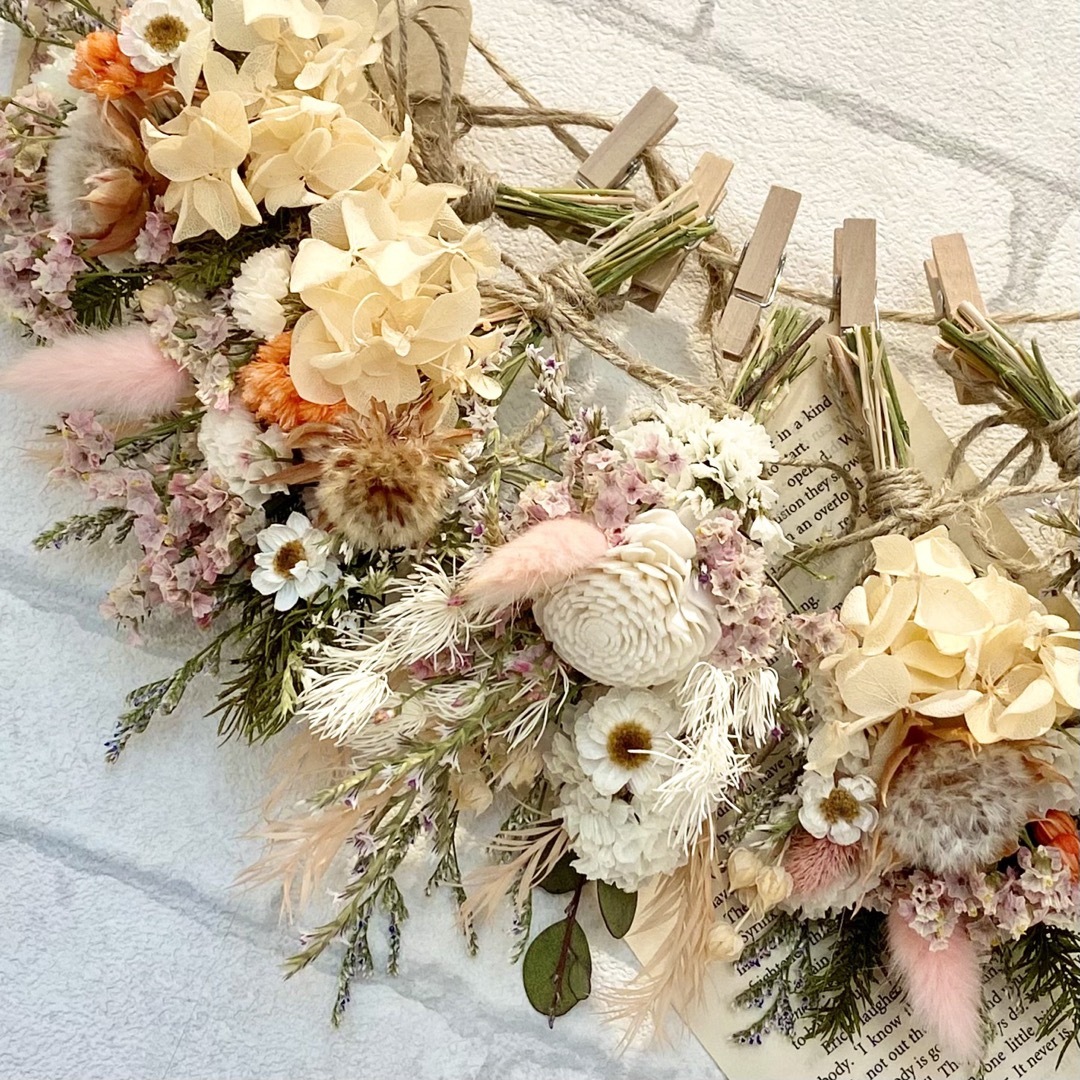 ドライフラワー スワッグ ガーランド❁1258 花束 母の日 ドライフラワー スワッグ ガーランド❁1258 花束 母の日