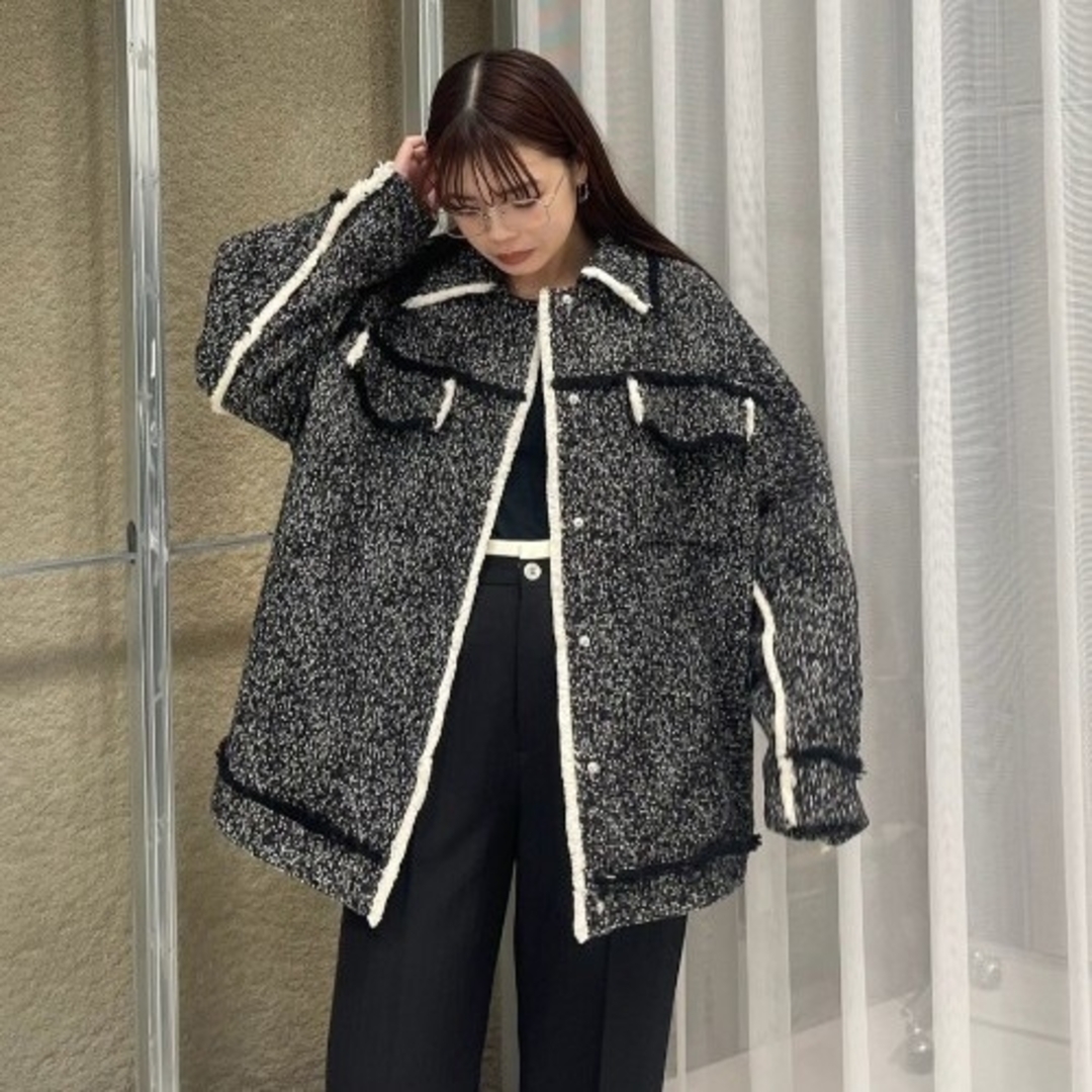 Ameri VINTAGE - Ameri🌟OTONA MUSE FRINGE TWEEDオーバー Ameri VINTAGE - Ameri🌟OTONA MUSE FRINGE TWEEDオーバー