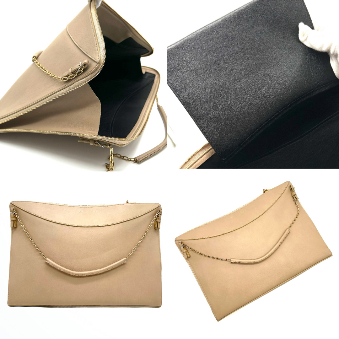 CELINE - CELINE セリーヌ レザー チェーンショルダーバッグ CELINE - CELINE セリーヌ レザー チェーンショルダーバッグ