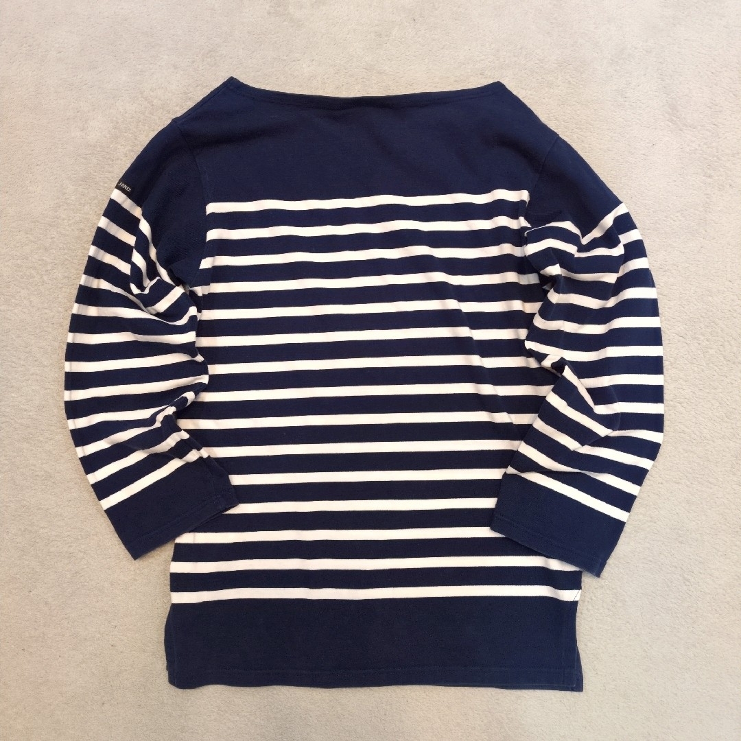 SAINT JAMES - セントジェームス フランス製7分袖Tシャツ 紺×白 SAINT JAMES - セントジェームス フランス製7分袖Tシャツ 紺×白