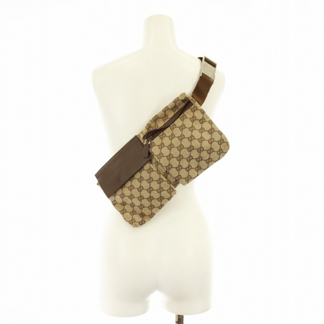 GUCCI - グッチ 28566 GGキャンバス レザー ボディバッグ GUCCI - グッチ 28566 GGキャンバス レザー ボディバッグ