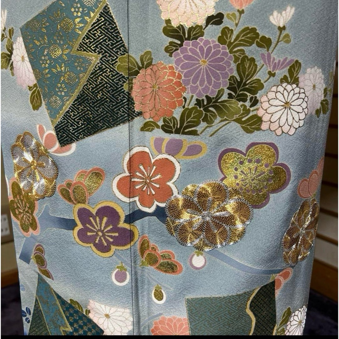 正絹縮緬友禅訪問着フルセット4点 美品着物+特選帯+帯締め+ 正絹縮緬友禅訪問着フルセット4点 美品着物+特選帯+帯締め+
