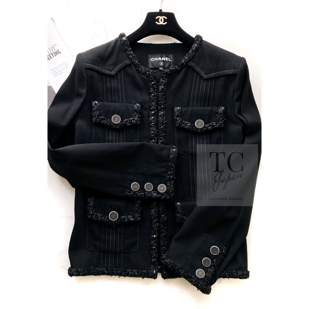 CHANEL - シャネル ジャケット CHANEL ブラック コットン デニム CHANEL - シャネル ジャケット CHANEL ブラック コットン デニム