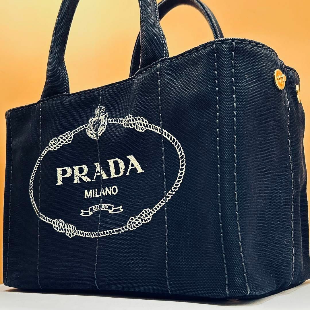 PRADA - 【美品】プラダ カナパ トートバッグ ハンドバッグ 黒 PRADA - 【美品】プラダ カナパ トートバッグ ハンドバッグ 黒