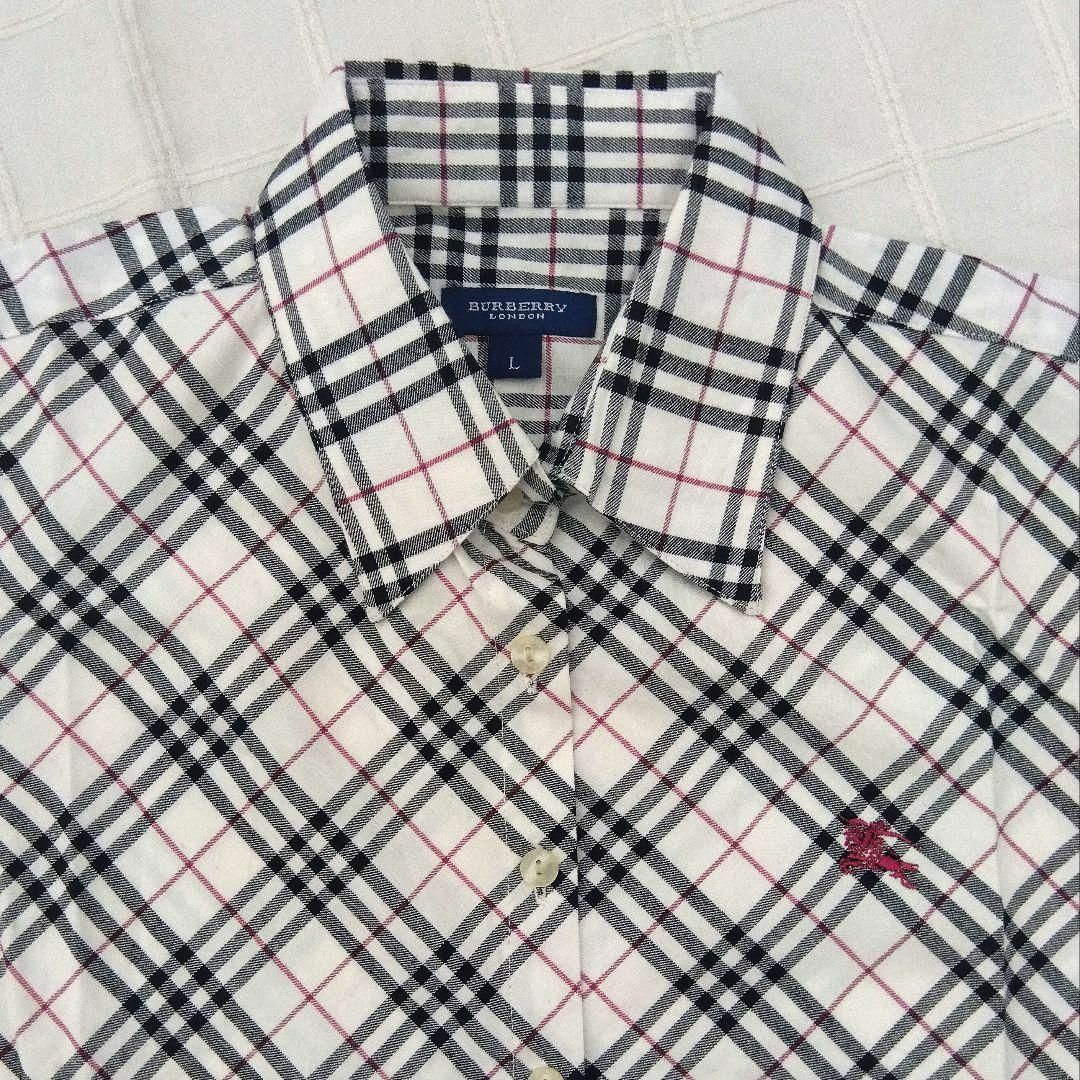 BURBERRY - L BURBERRY LONDON 白ベースノバチェックの長袖 BURBERRY - L BURBERRY LONDON 白ベースノバチェックの長袖