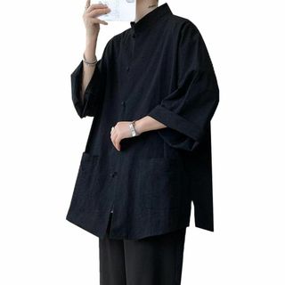 シャツ チャイナ服 メンズ シャツ メンズ 半袖 無地 七分袖(シャツ)