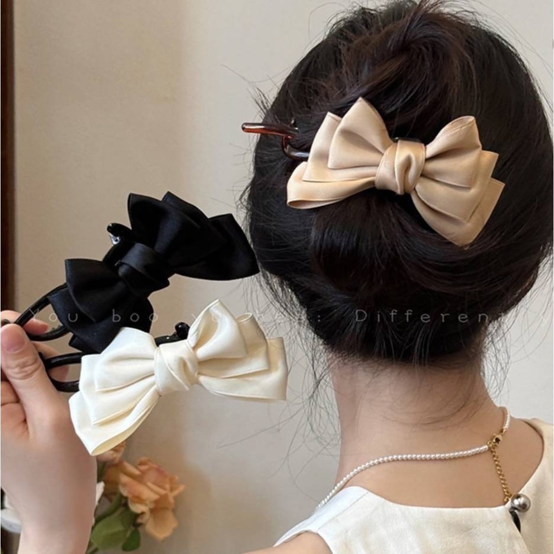 新品】ヘアアクセサリー リボン バナナクリップ ブラック 韓国 新品】ヘアアクセサリー リボン バナナクリップ ブラック 韓国