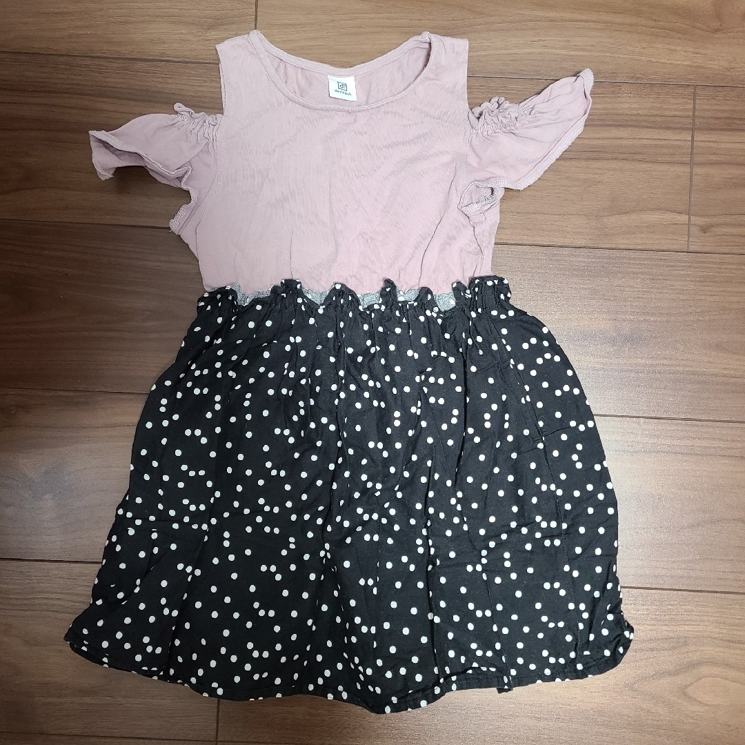 devirock(デビロック)の肩だしドッキングワンピース キッズ/ベビー/マタニティのキッズ服女の子用(90cm~)(ワンピース)の商品写真