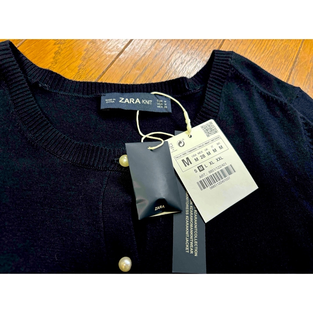 ZARA - ZARA ザラ パールボタン カーディガン ネイビーの通販 by ZARA - ZARA ザラ パールボタン カーディガン ネイビーの通販 by