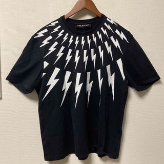 NEIL BARRETT - NEIL BARRETT 稲妻柄 ブラック Tシャツ ニール NEIL BARRETT - NEIL BARRETT 稲妻柄 ブラック Tシャツ ニール