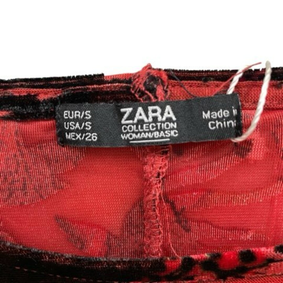 ZARA - ザラ タグ付き ロングワンピース 伸縮性 リボン 総柄 ZARA - ザラ タグ付き ロングワンピース 伸縮性 リボン 総柄