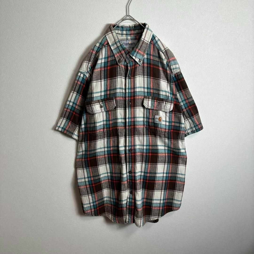 carhartt - Carhartt 半袖シャツ ネルシャツ XLサイズ チェック carhartt - Carhartt 半袖シャツ ネルシャツ XLサイズ チェック