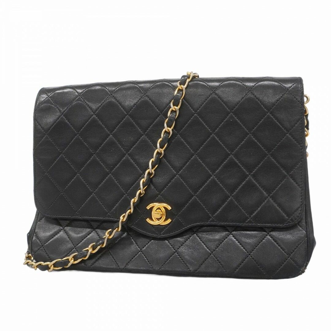 CHANEL - ★最終価格★SALE【5dd5389-e】シャネル ショルダーバッグ マトラッセ チェーンショルダー ラムスキン ブラック ゴールド金具【中古】レディース