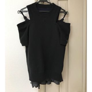 サカイ(sacai)の美品♡サカイ オフショルダー 異素材コンビ(カットソー(半袖/袖なし))