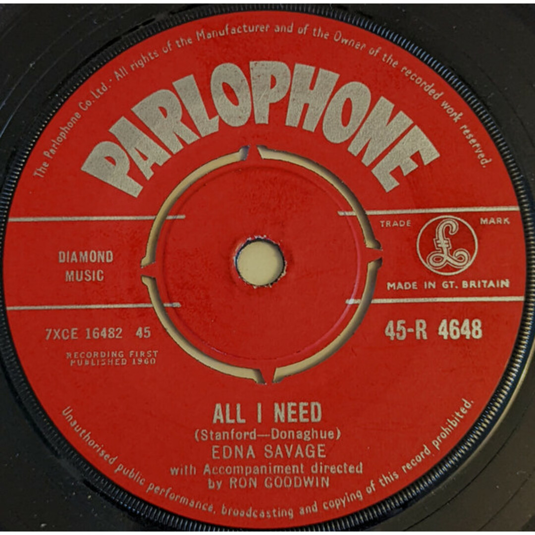 英7" Edna Savage All I Need 45R4648 Parlophone /00080 エンタメ/ホビーのエンタメ その他(その他)の商品写真