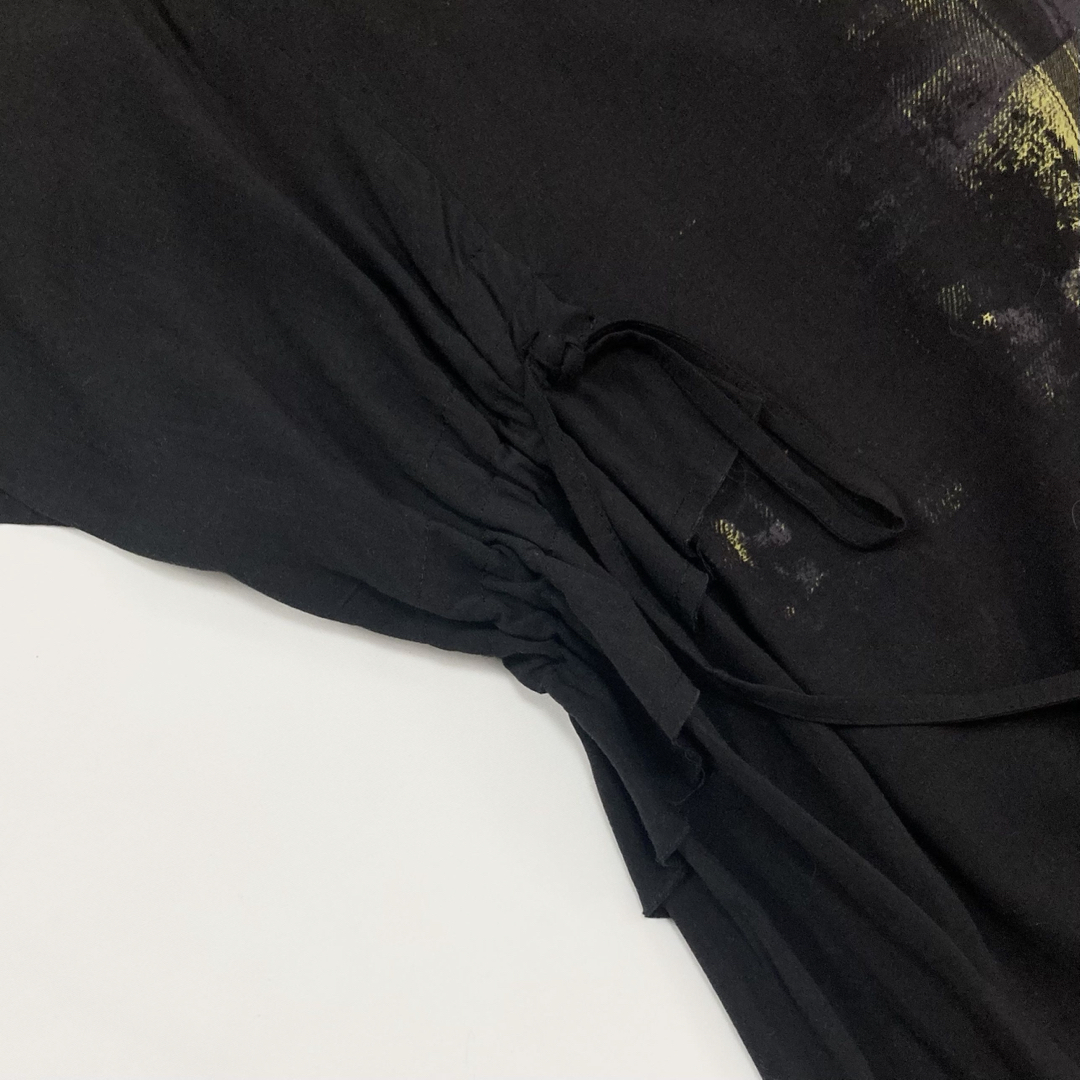 Y's LAWN T-SHIRT WITH SHIRRING DETAILS 黒 Y's LAWN T-SHIRT WITH SHIRRING DETAILS 黒