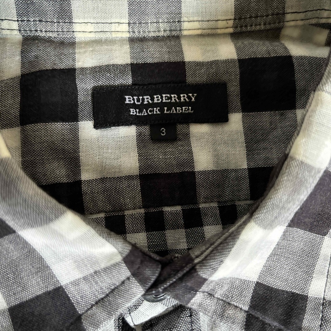 BURBERRY BLACK LABEL(バーバリーブラックレーベル)のバーバリーブラックレーベル黒白チェックシャツサイズＬ メンズのトップス(シャツ)の商品写真