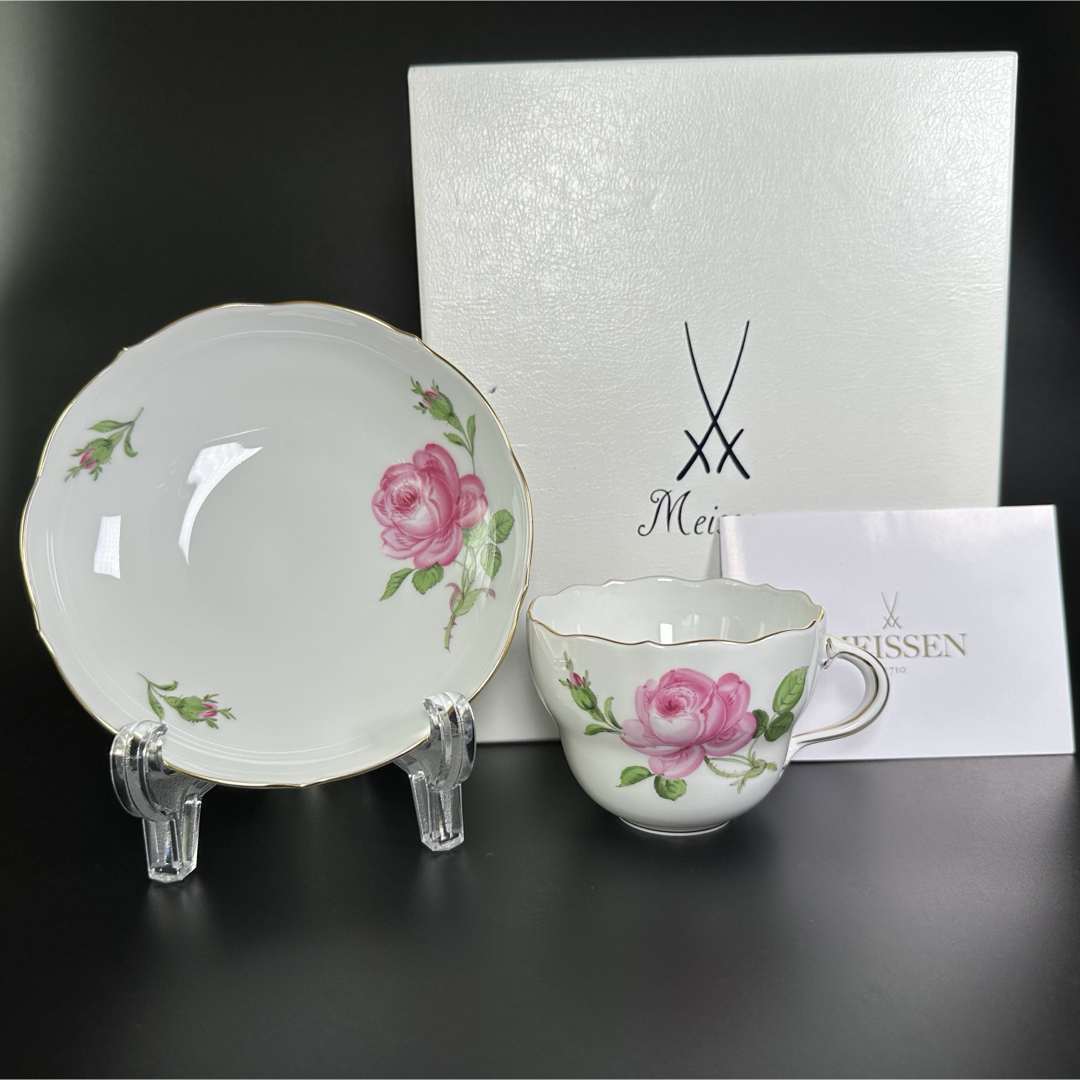 MEISSEN - 新品 マイセン ピンクローズ コーヒーカップ MEISSEN - 新品 マイセン ピンクローズ コーヒーカップ