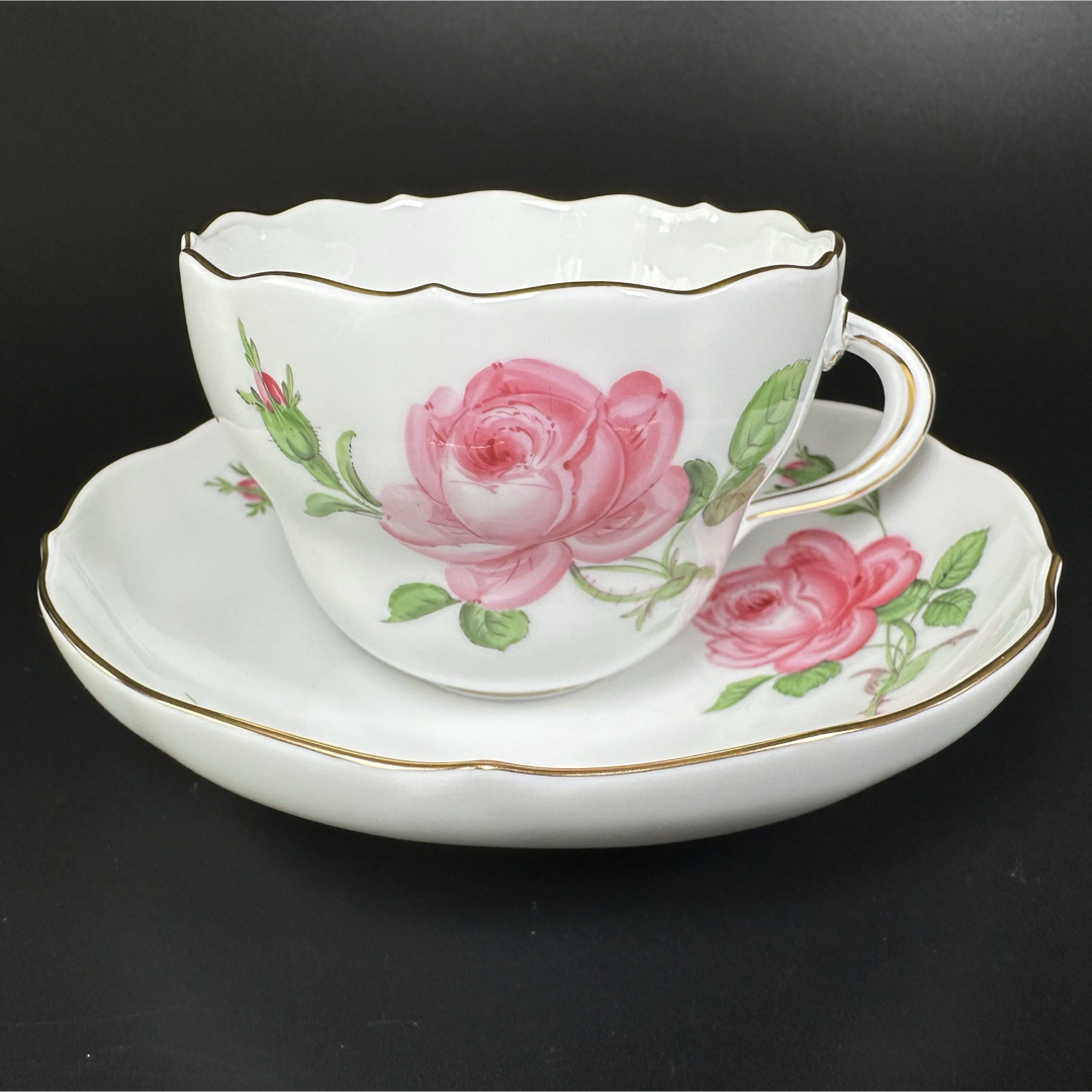 MEISSEN - 新品 マイセン ピンクローズ コーヒーカップ MEISSEN - 新品 マイセン ピンクローズ コーヒーカップ