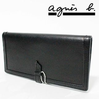 アニエスベー(agnes b.)の新品 箱付 アニエスベー ステッチフレーム レザーベルト開閉 薄型フラップ長財布(長財布)